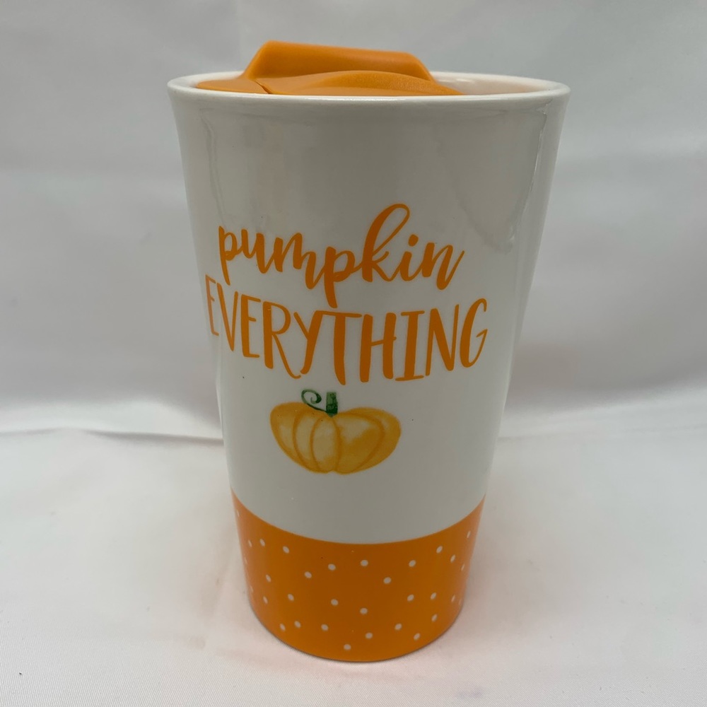 Mug Pumpkin Everything 14.5 oz Lid 5 3/4 inches tall Microwave Safe